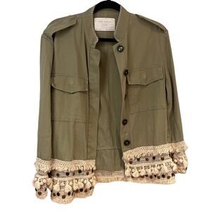 Zara Olive Utility Jacket with Tassel Trim